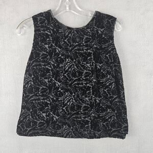 Black Velvet Burnout Button Back Sleeveless Tank Top Y2K Goth Witchy Whimsigoth